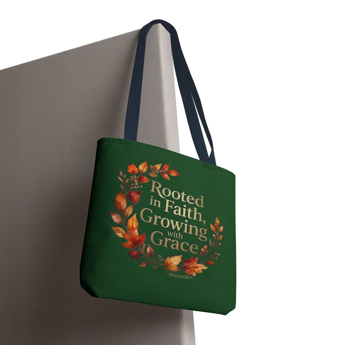 Faith Wreath Tote — "Rooted in Faith, Growing with Grace" Fall Canvas Bag