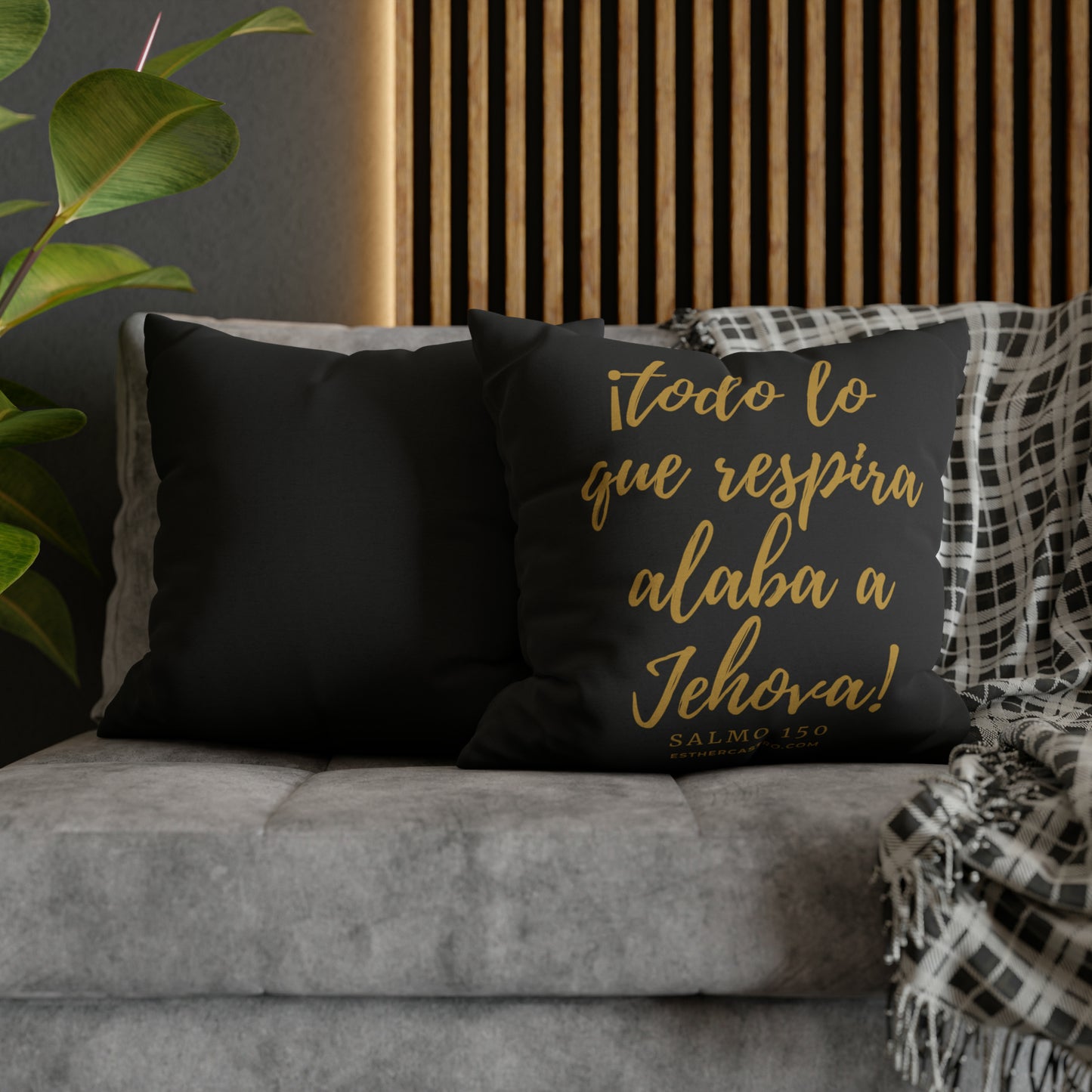 Funda de almohada cuadrada de poliéster hilado Salmo 150