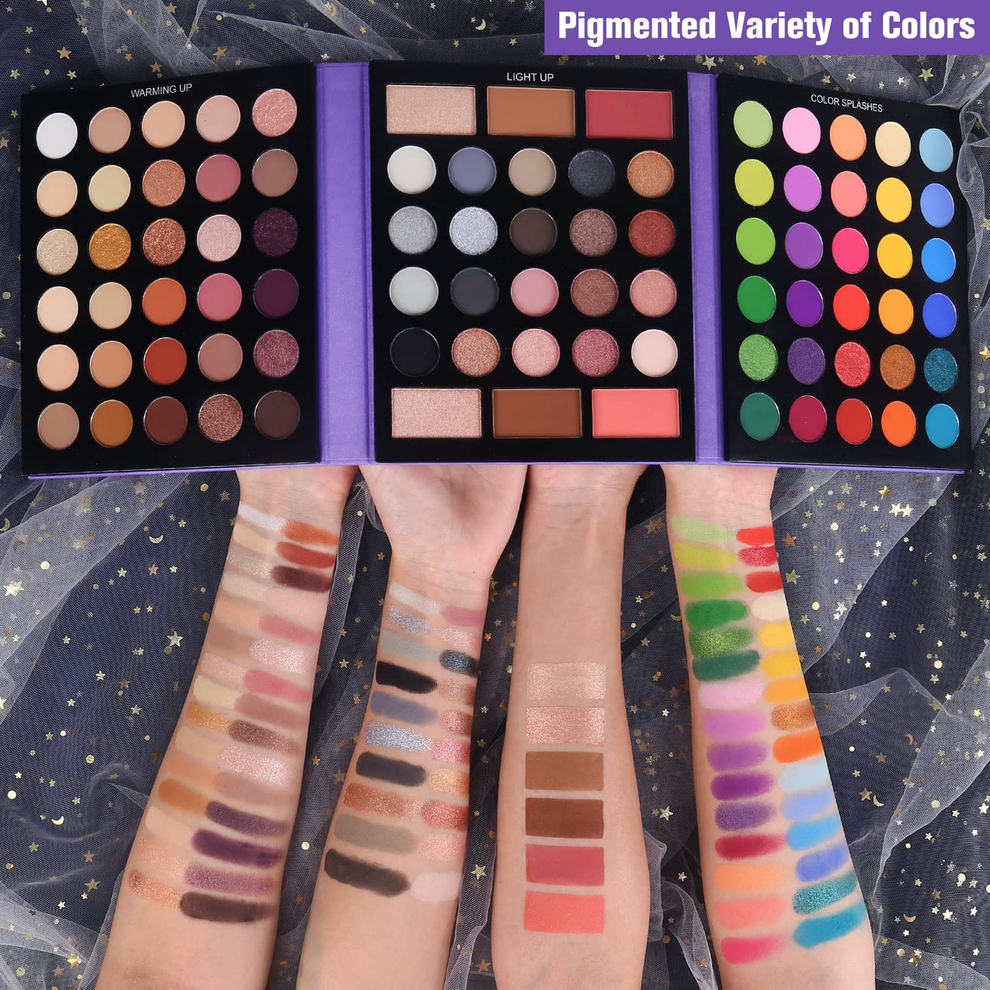 UCANBE Paleta de sombra de ojos con 15 brochas de maquillaje, 86 colores pigmentados, juegos de maquillaje para regalo del día de San Valentín, paleta de sombra de ojos con brillo mate, resaltador, contorno, rubor, polvo, kit de belleza