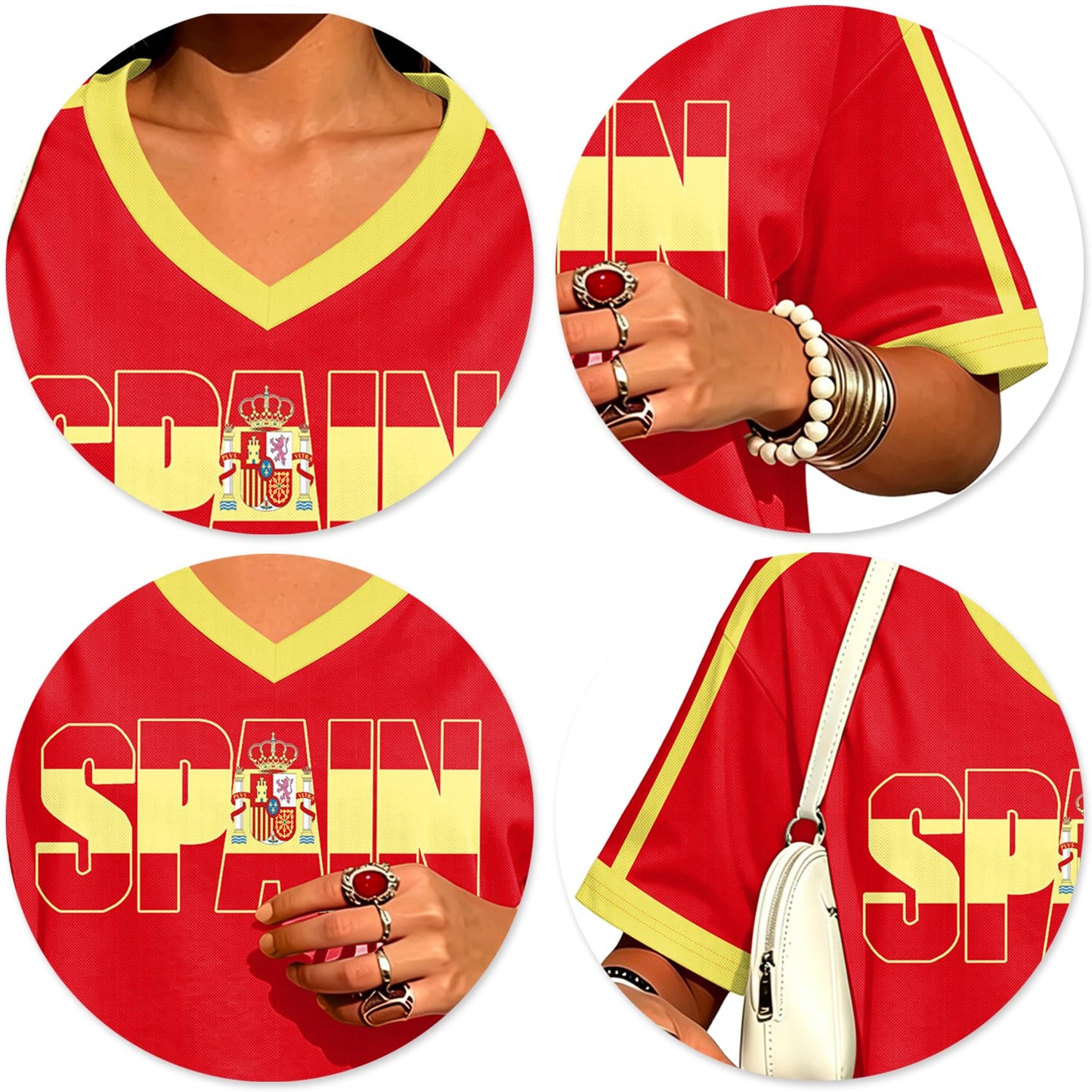 Soccer Cup 2026 Shirts for Women Oversized Mexico Jersey Spain Jerseys Y2K V Neck Soccer Fan Tops
