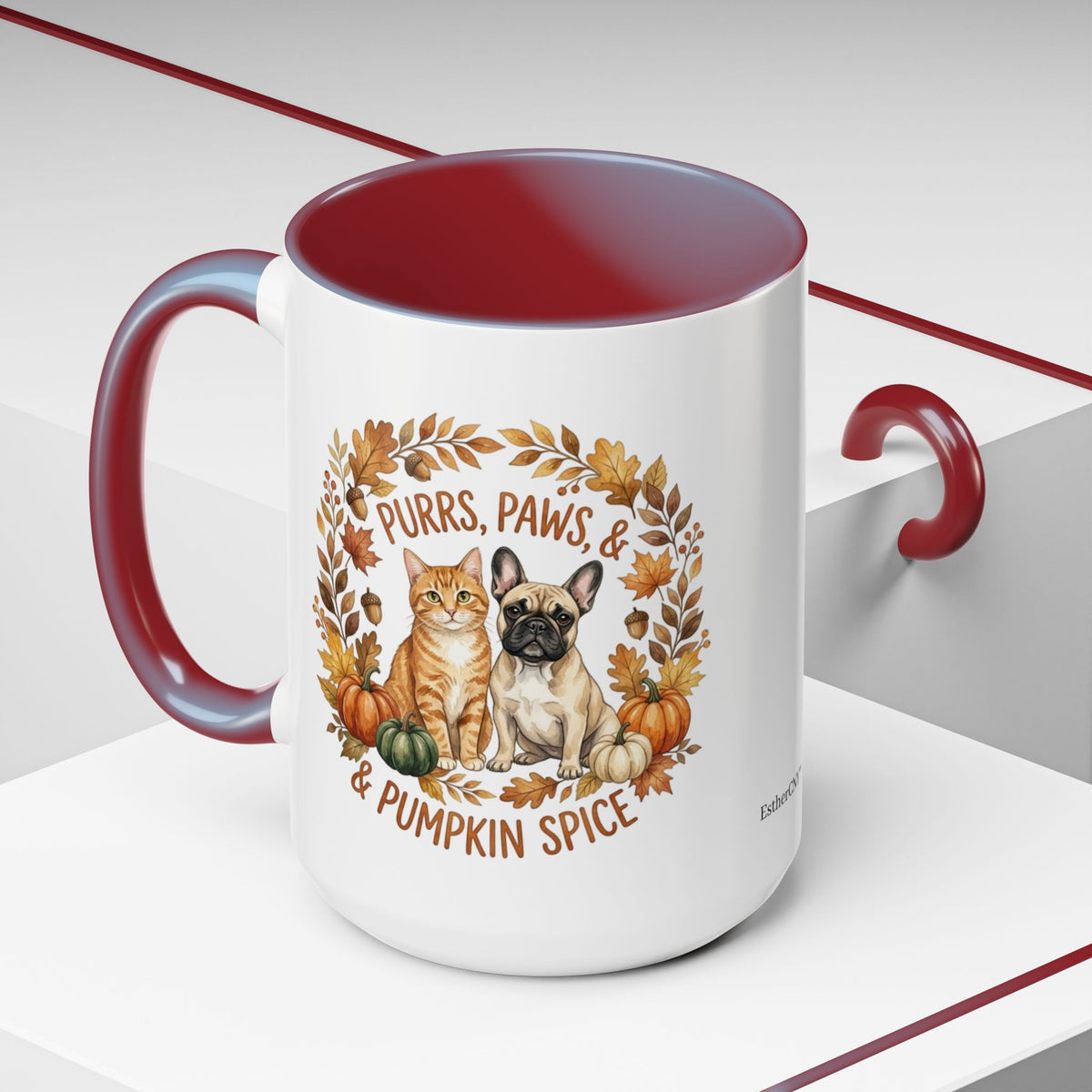 Fall Pet Mug - "Purrs, Paws & Pumpkin Spice" Accent Coffee Mug