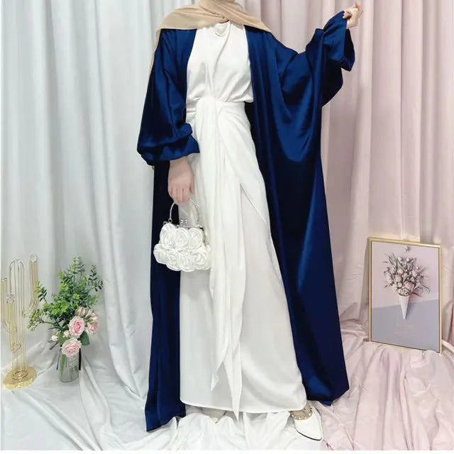 Musulmane Abaya elegante vestido de satén