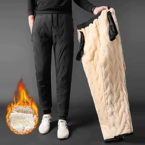 Pantalones deportivos de lana de cordero de invierno para hombre