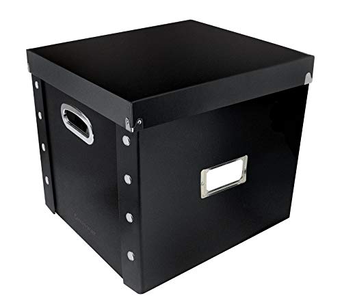 Snap-N-Store Vinyl Record Storage Box - 12" - 2 Pack - Crate Holds up to 75 Vinyl Albums - Black