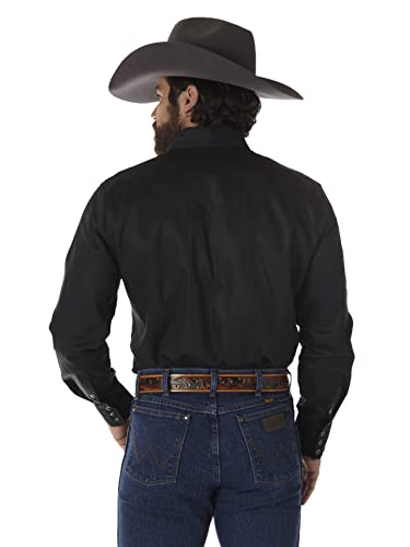 Wrangler Men's Authentic Cowboy Cut Work Western Long-Sleeve Firm Finish Shirt,Black,Large