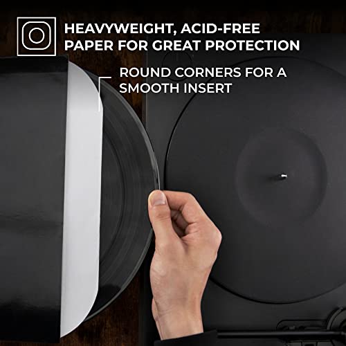 BIG FUDGE Vinyl Record Inner Sleeves 50x | Made from Heavyweight & Acid Free Paper | Album Covers with Round Corners for Easy Insert | Slim Record Jackets to Protect Your LPs & Singles | 12"