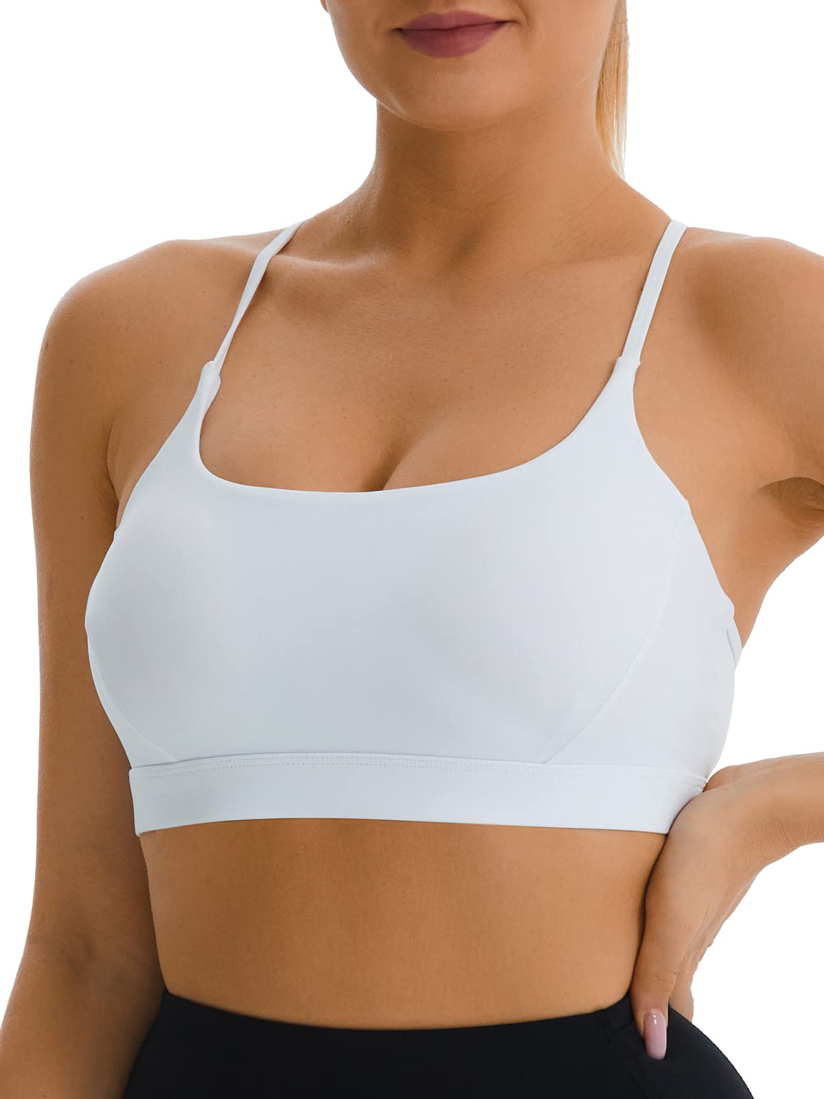 RUNNING GIRL Sujetador deportivo con espalda en Y para mujer, sujetador de yoga acolchado sin cables de impacto medio, camiseta deportiva para correr (WX2915White,M)