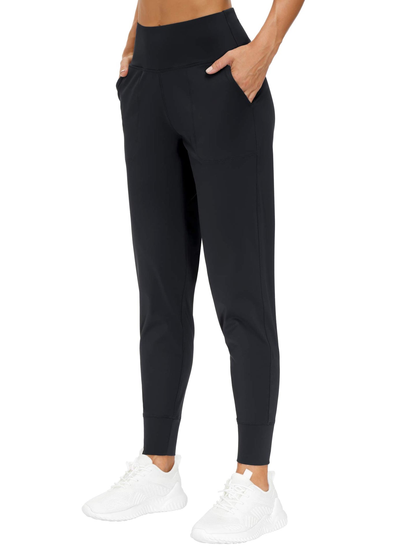 THE GYM PEOPLE Pantalones deportivos para mujer con bolsillos, leggings deportivos, pantalones cónicos para entrenamiento, yoga, correr, entrenamiento (mediano, negro)