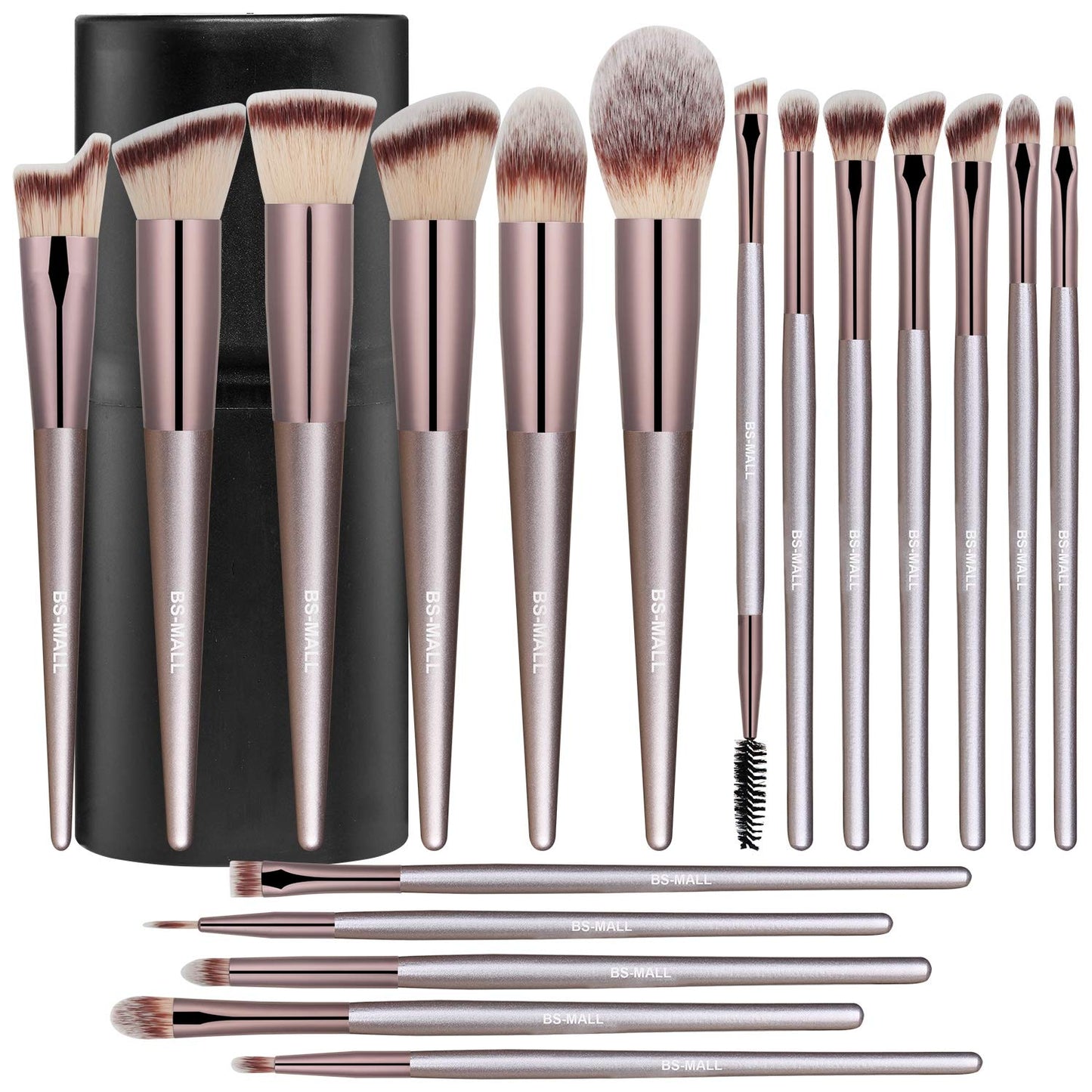 BS-MALL Makeup LED Case Makeup Brush Holder With LED Mirror Makeup Tool Organizer Bag with 18 Pcs Makeup Brushes