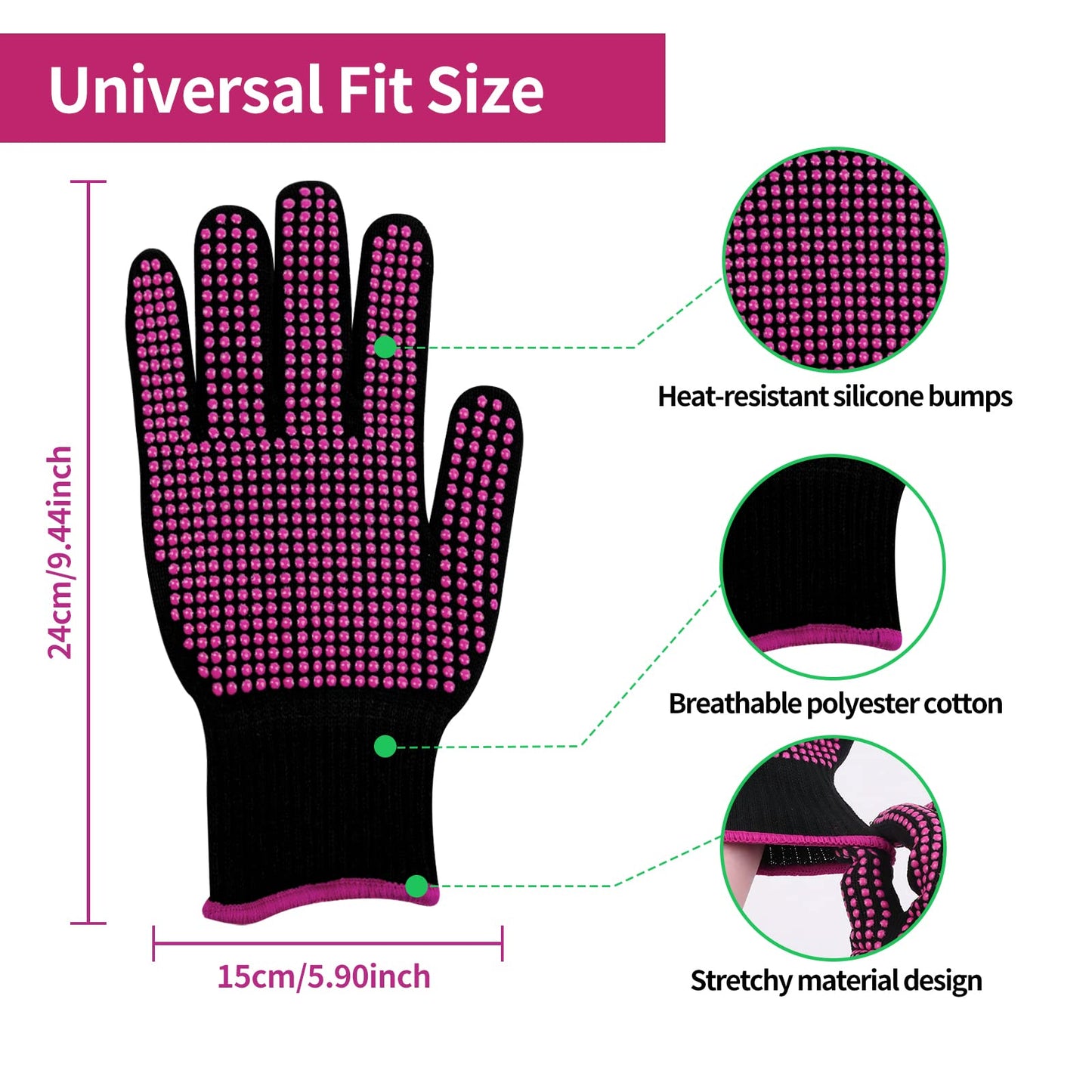 HTVRONT Heat Resistant Gloves for Sublimation - 2Pcs Heat Gloves for Sublimation with Silicone Bumps, Heat Resistant Work Gloves for Women,Universal Fit Size