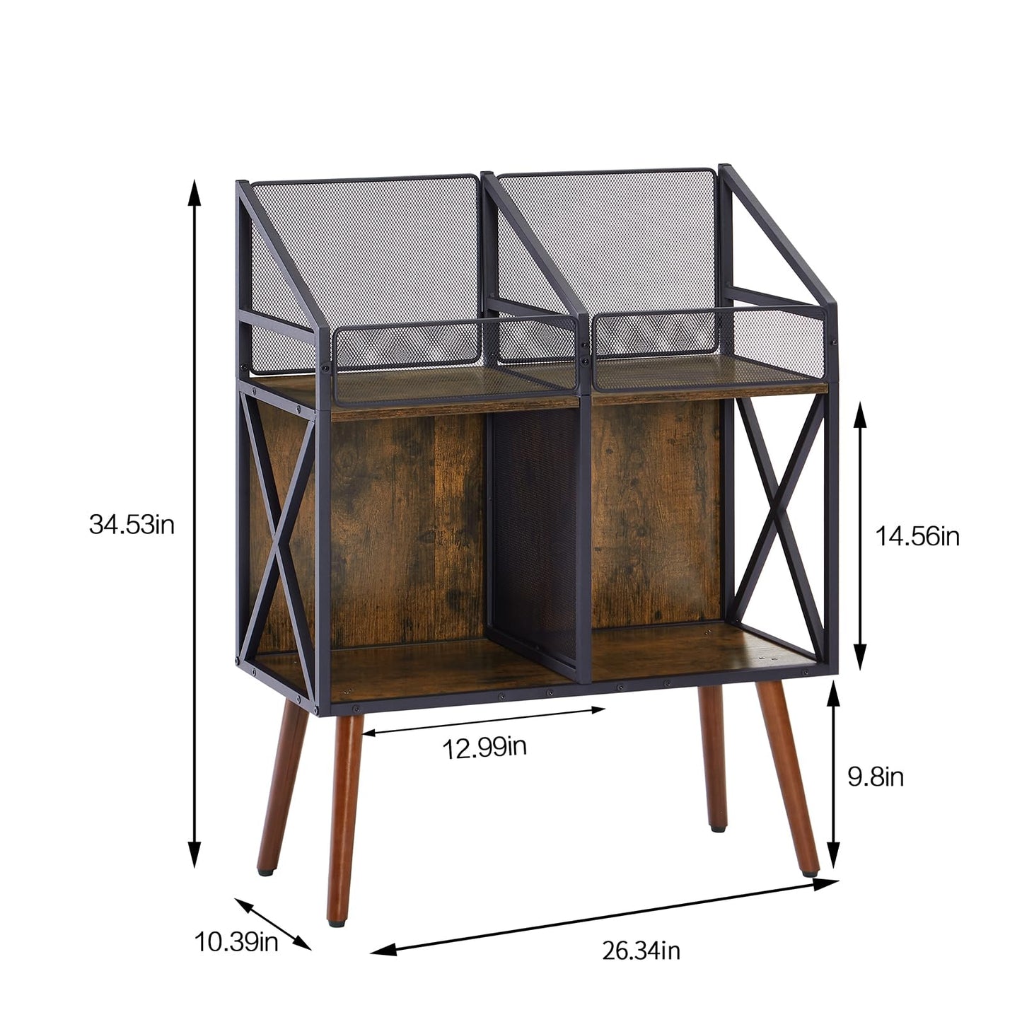 EYOCAL Vinyl Record Storage Holder Rack,350-400 LP Wooden Record Display Table for Albums Books Magazines Files for Living Room Bedroom Patent Pending