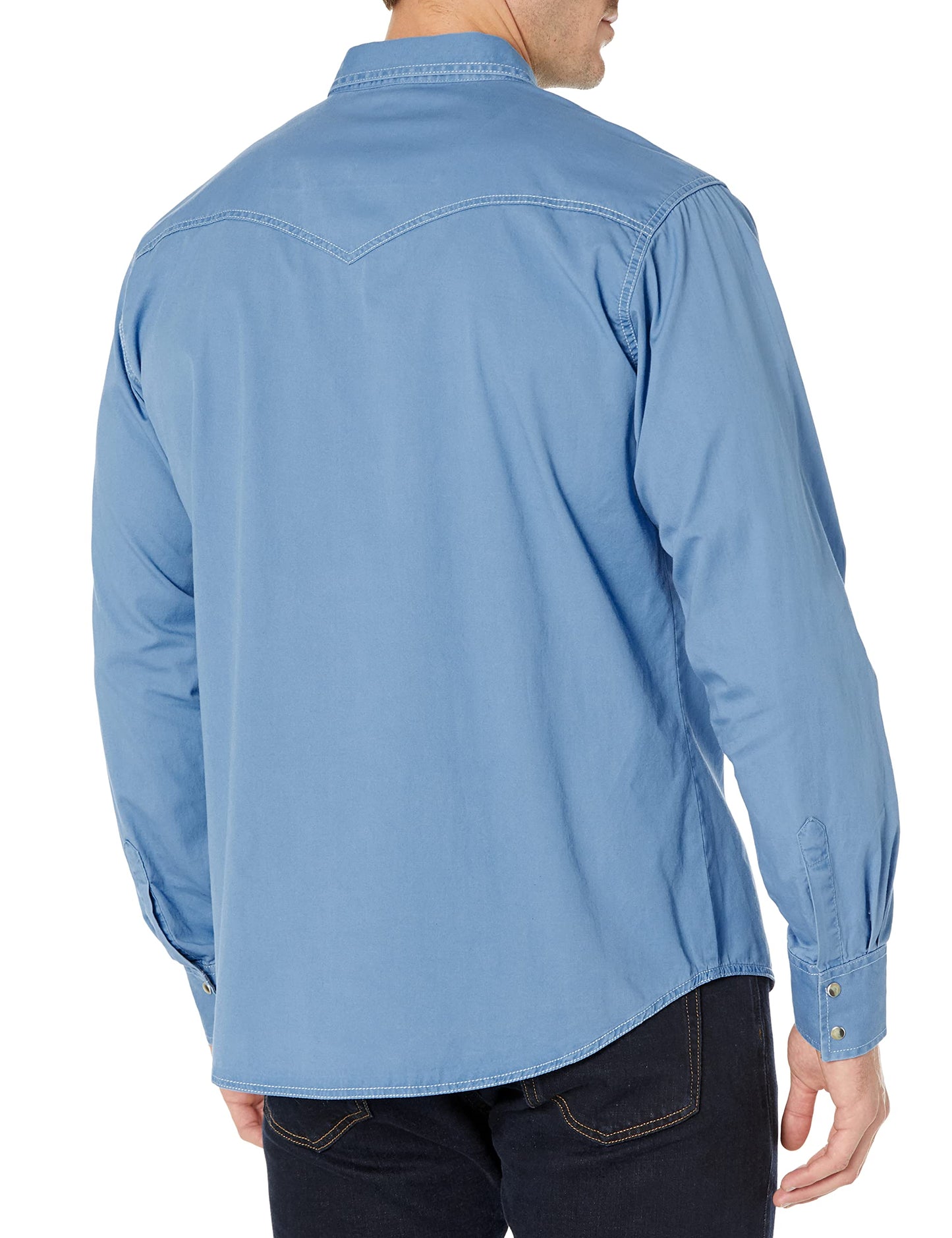 Wrangler Men's Retro Two Pocket Long Sleeve Snap Shirt, Blue, Medium