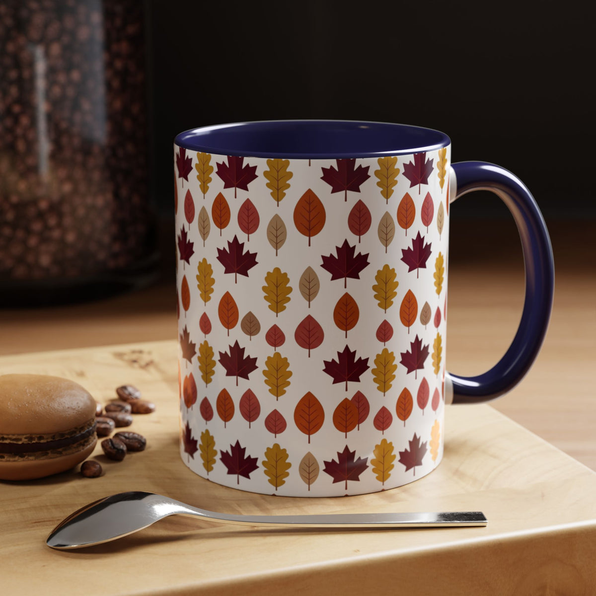 Autumn Leaves Accent Coffee Mug – Fall Leaf Pattern 11/15oz