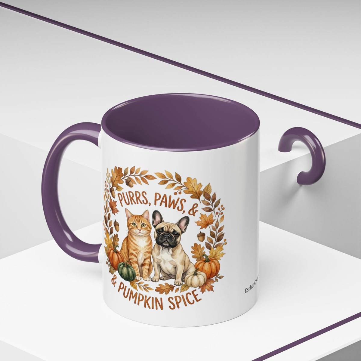 Fall Pet Mug - "Purrs, Paws & Pumpkin Spice" Accent Coffee Mug