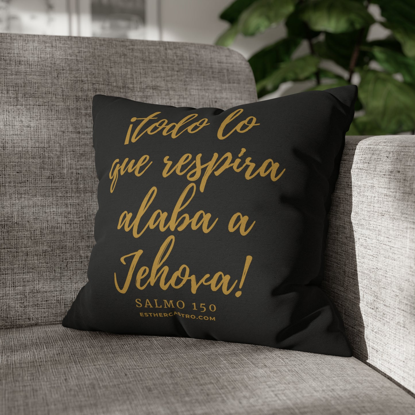 Funda de almohada cuadrada de poliéster hilado Salmo 150