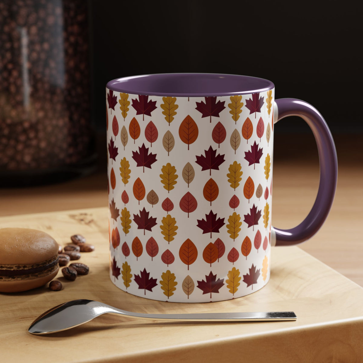 Autumn Leaves Accent Coffee Mug – Fall Leaf Pattern 11/15oz