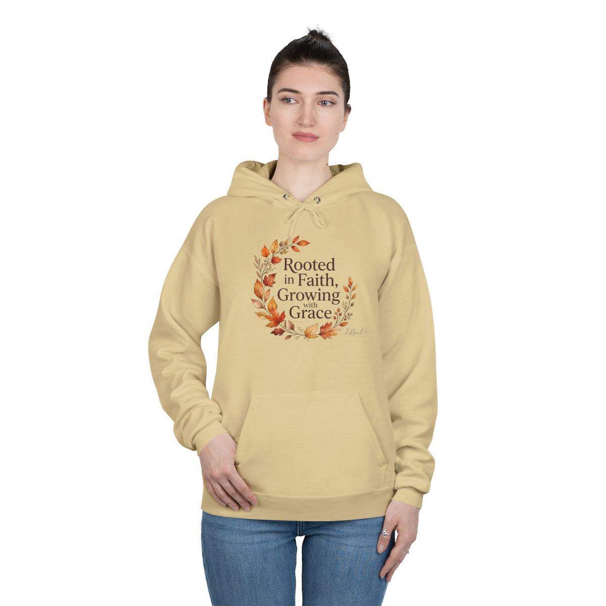 Christian Faith Hoodie — "Rooted in Faith, Growing with Grace" Autumn Wreath Pullover