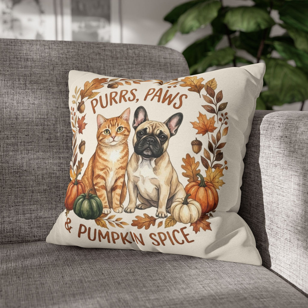 Purrs, Paws & Pumpkin Spice Fall Pillowcase