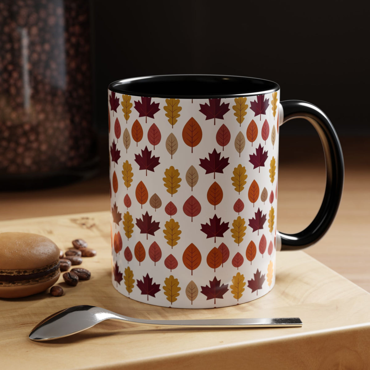 Autumn Leaves Accent Coffee Mug – Fall Leaf Pattern 11/15oz