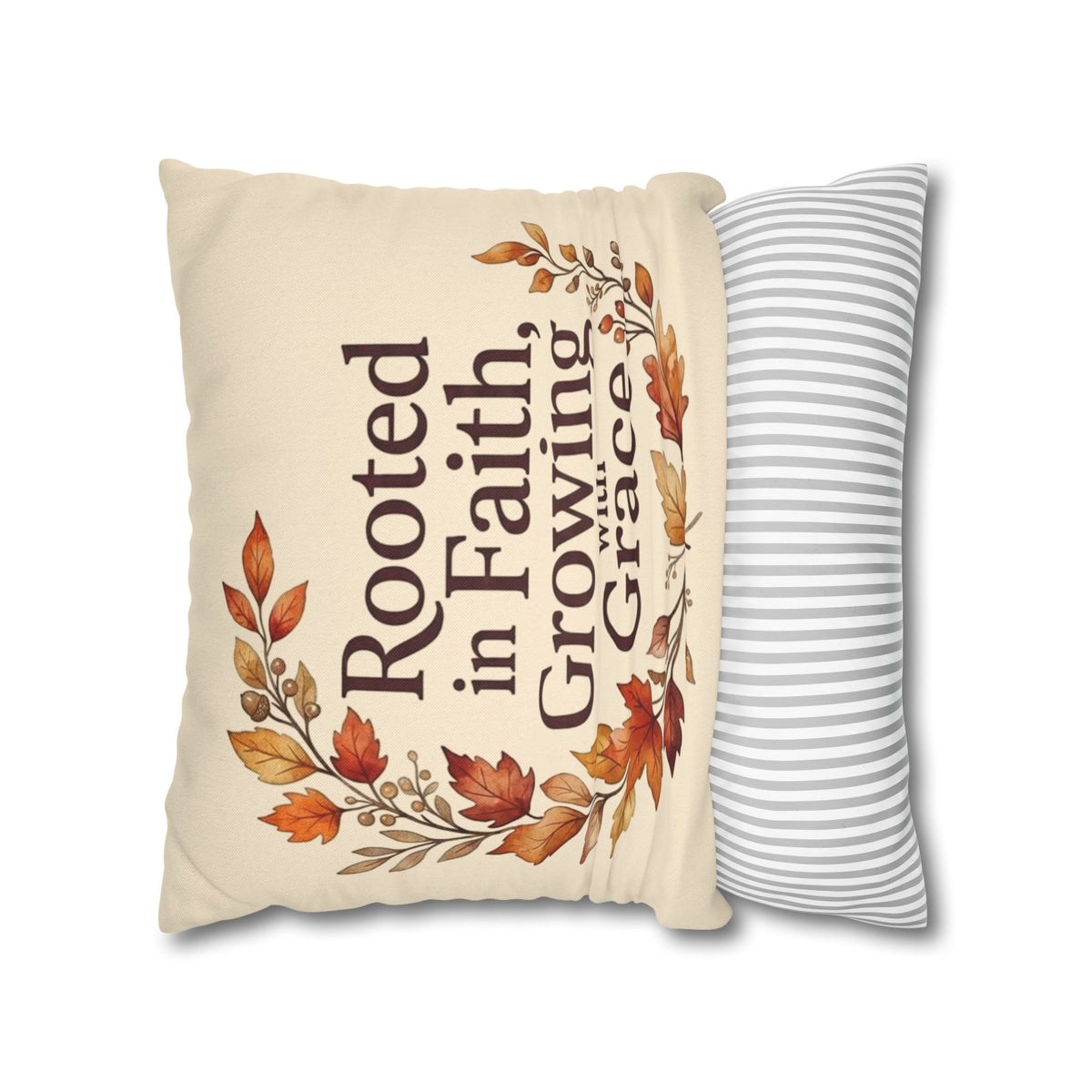 Faith Pillow - "Rooted in Faith, Growing with Grace" Fall Decorative Throw Pillowcase