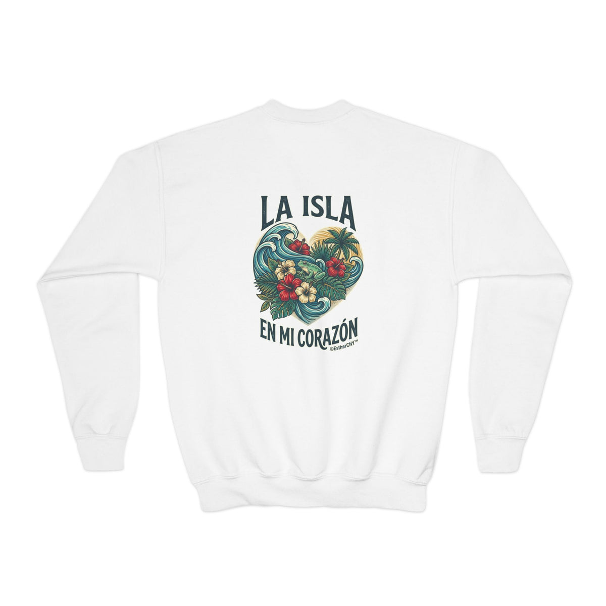 Youth Crewneck Sweatshirt — "Boricua de Corazón / La Isla en Mi Corazón" Puerto Rican Pride Pullover