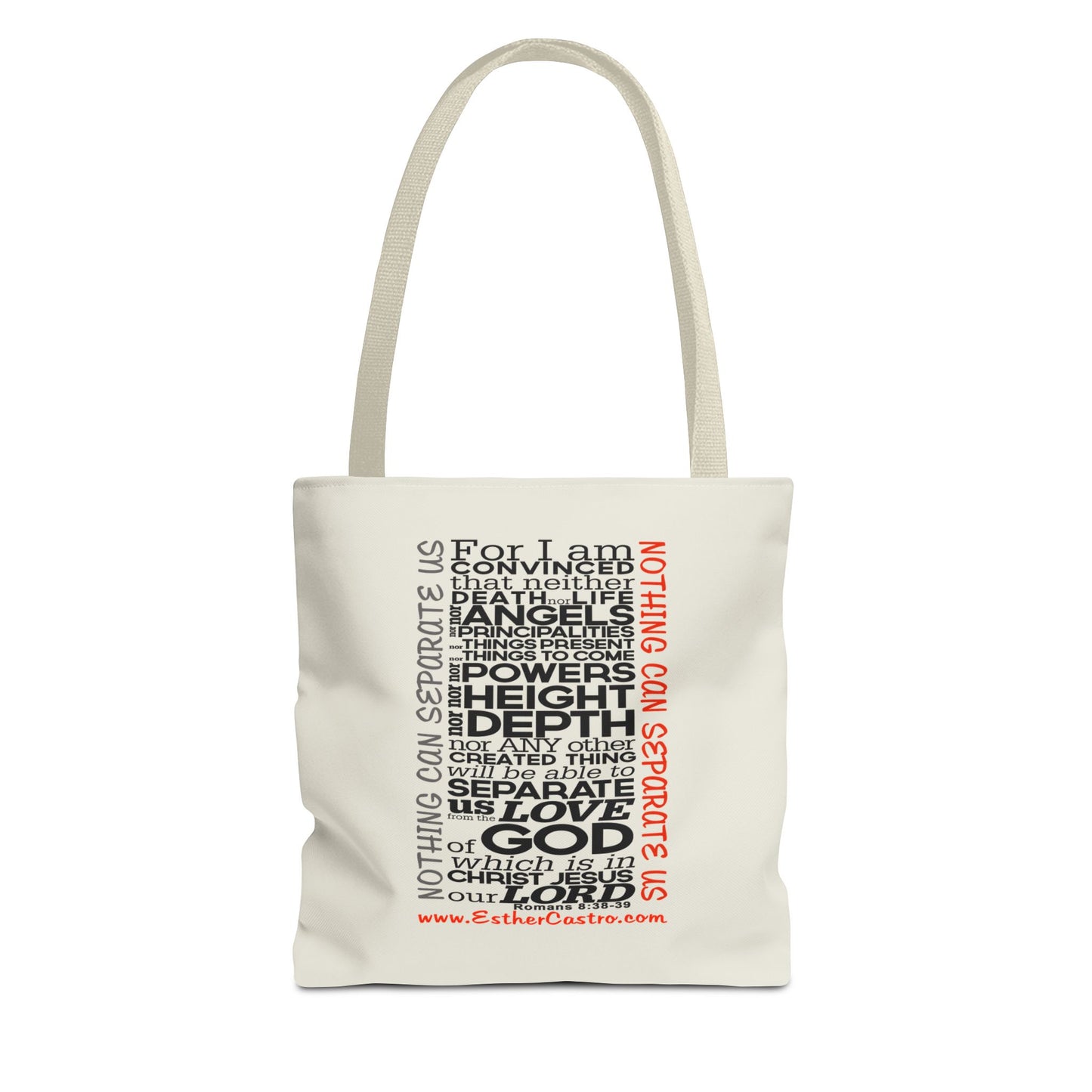 Tote Bag "Nothing Can Separate Us" Inspirational Scripture Word-Cloud