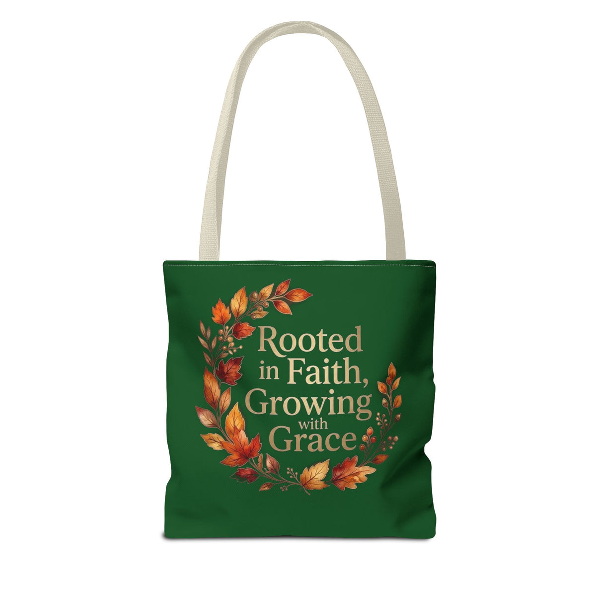 Faith Wreath Tote — "Rooted in Faith, Growing with Grace" Fall Canvas Bag