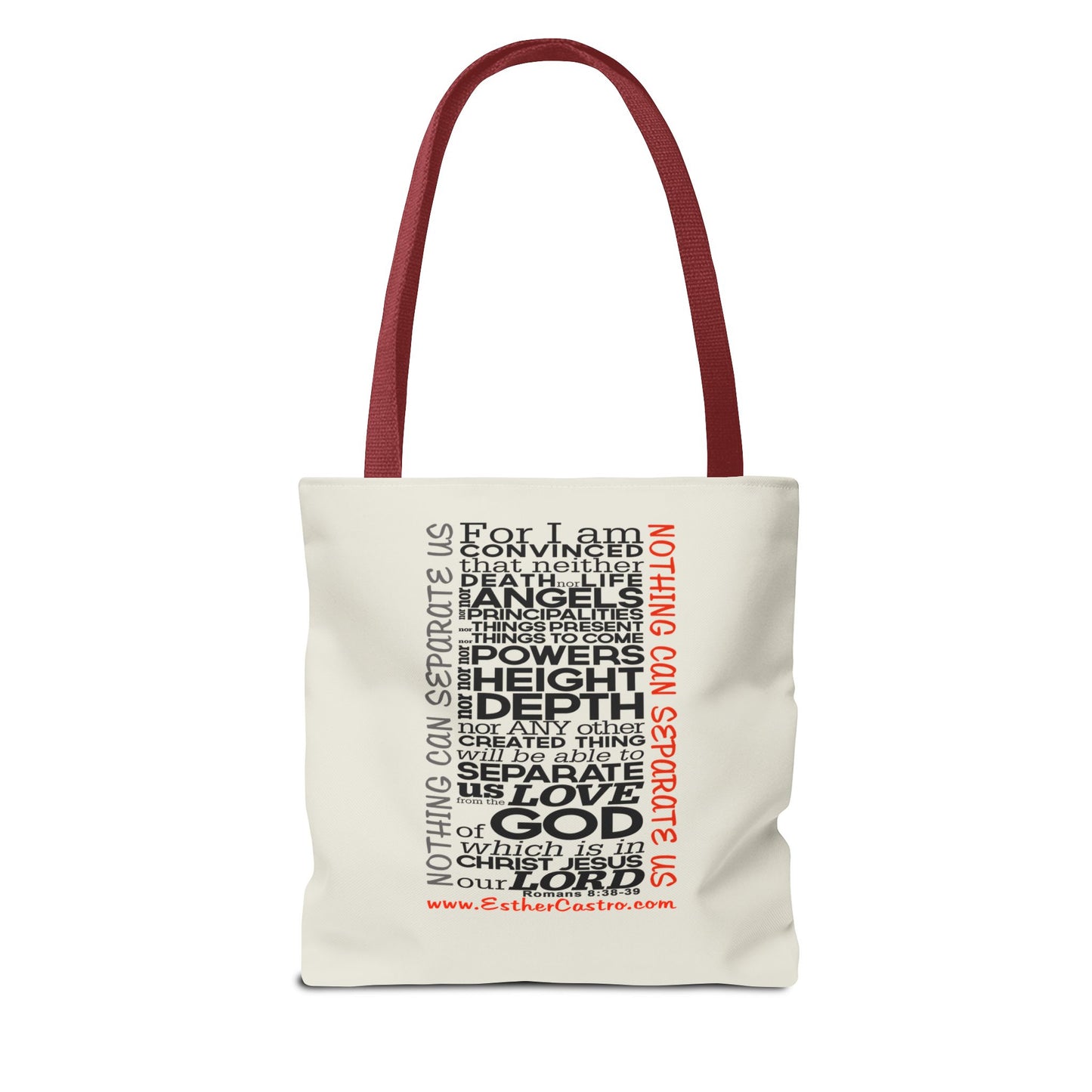 Tote Bag "Nothing Can Separate Us" Inspirational Scripture Word-Cloud