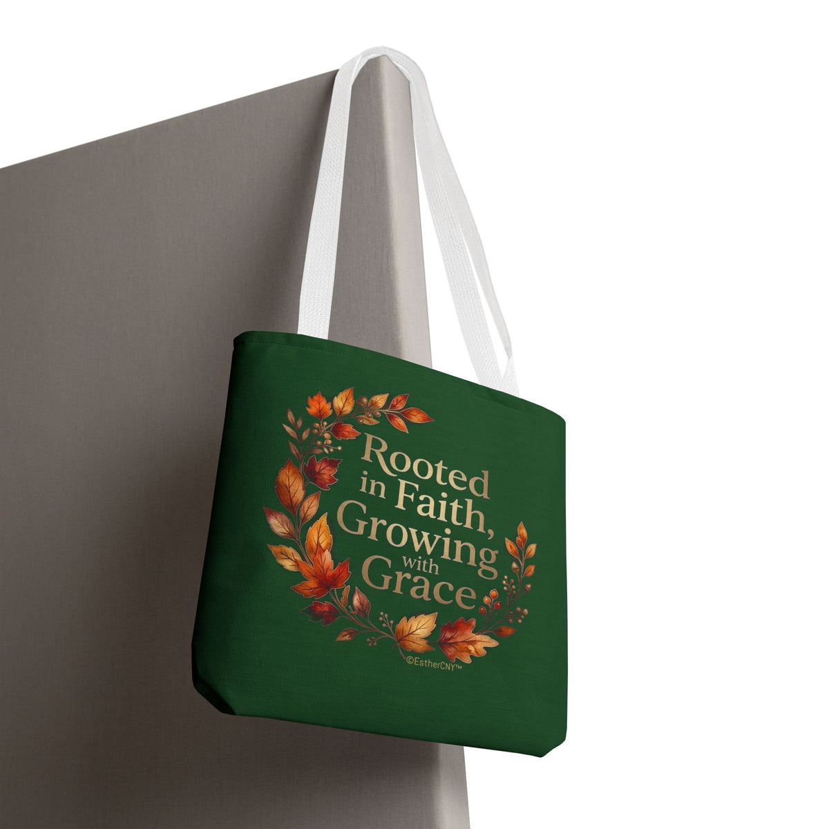 Faith Wreath Tote — "Rooted in Faith, Growing with Grace" Fall Canvas Bag