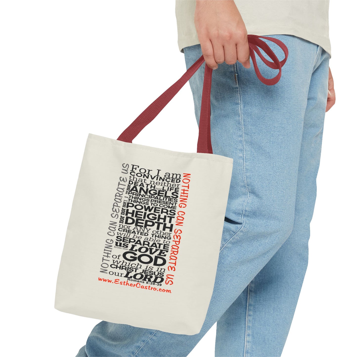 Tote Bag "Nothing Can Separate Us" Inspirational Scripture Word-Cloud