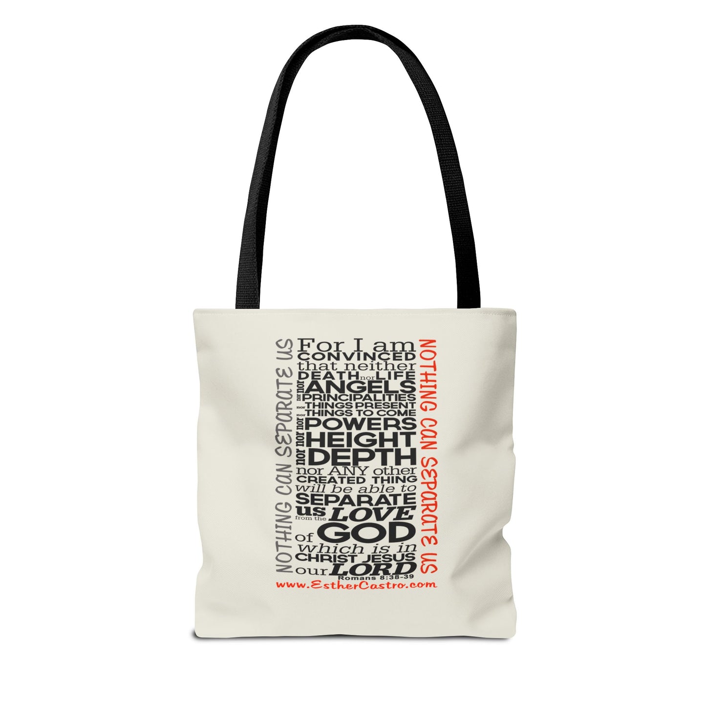 Tote Bag "Nothing Can Separate Us" Inspirational Scripture Word-Cloud