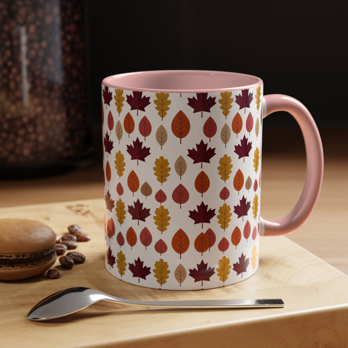 Autumn Leaves Accent Coffee Mug – Fall Leaf Pattern 11/15oz