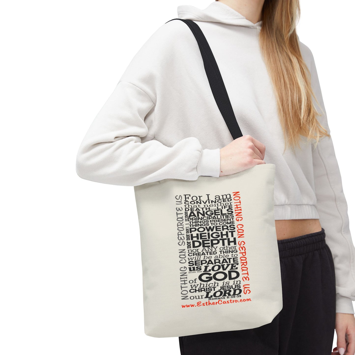 Tote Bag "Nothing Can Separate Us" Inspirational Scripture Word-Cloud