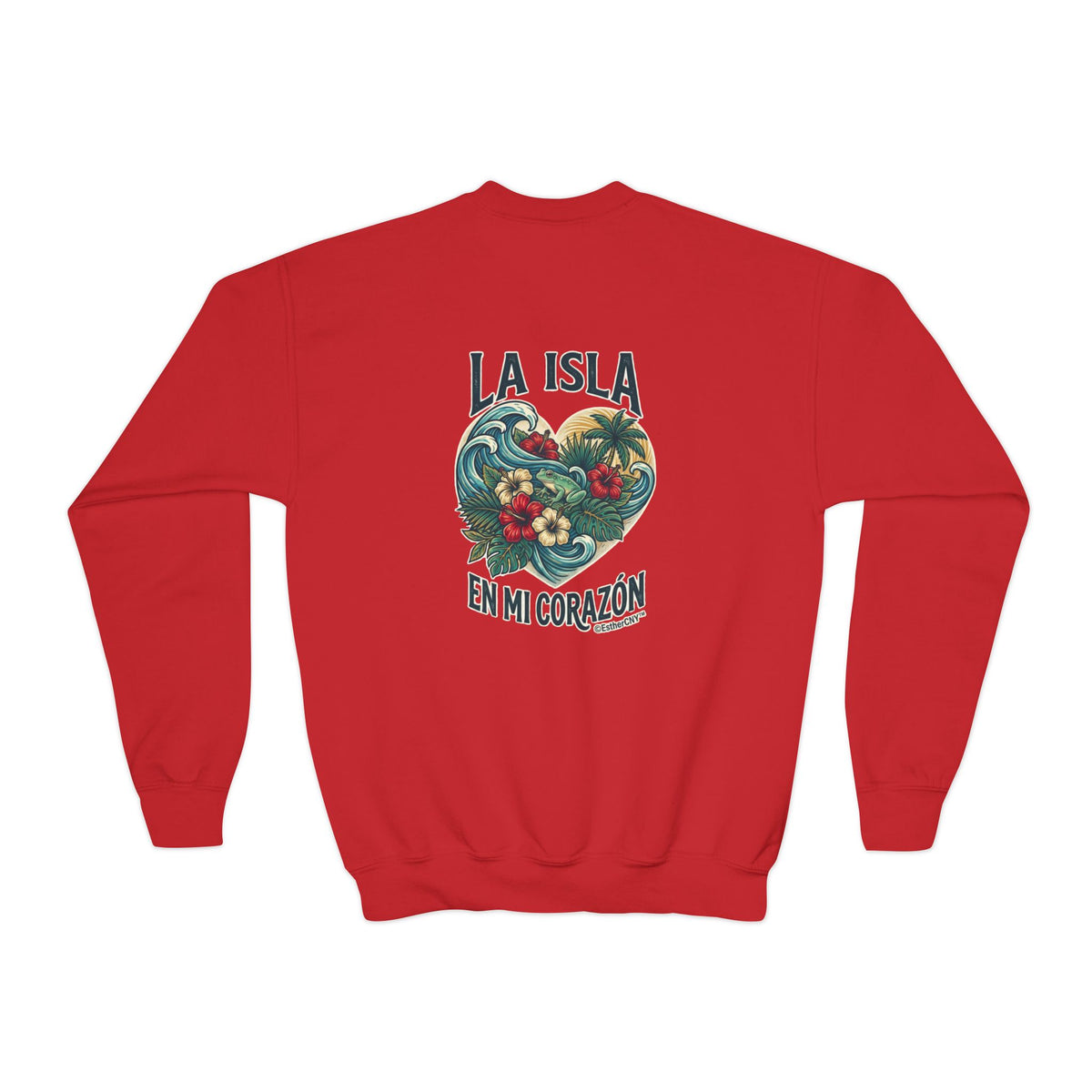 Youth Crewneck Sweatshirt — "Boricua de Corazón / La Isla en Mi Corazón" Puerto Rican Pride Pullover