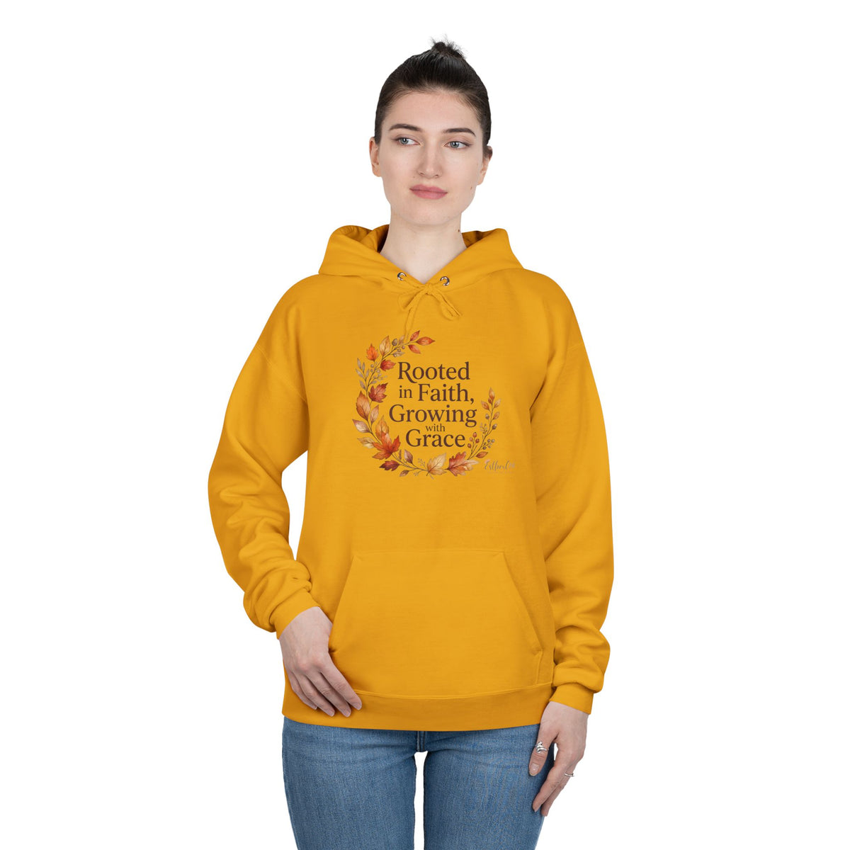 Christian Faith Hoodie — "Rooted in Faith, Growing with Grace" Autumn Wreath Pullover