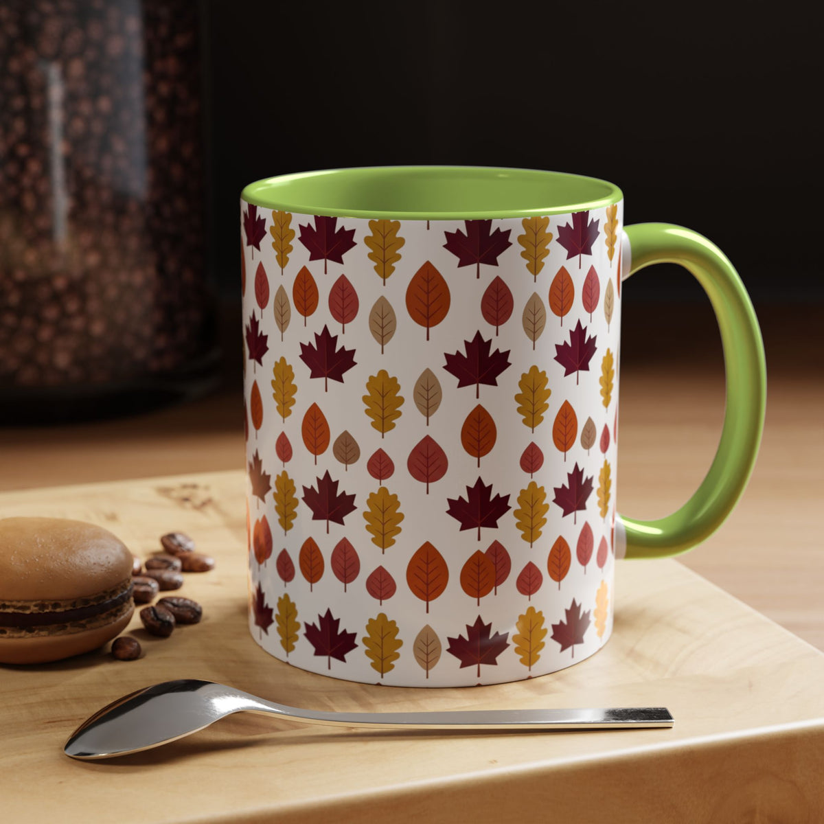 Autumn Leaves Accent Coffee Mug – Fall Leaf Pattern 11/15oz