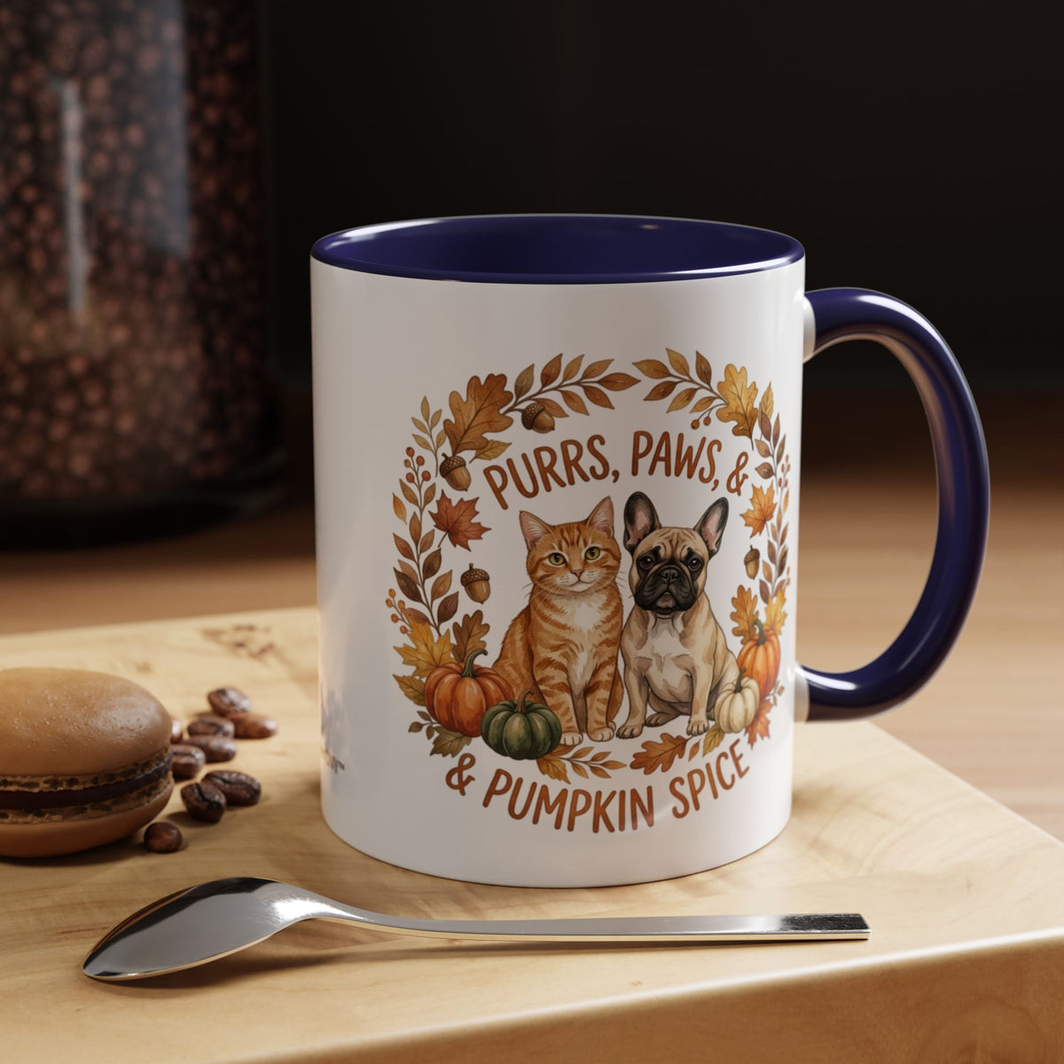 Fall Pet Mug - "Purrs, Paws & Pumpkin Spice" Accent Coffee Mug