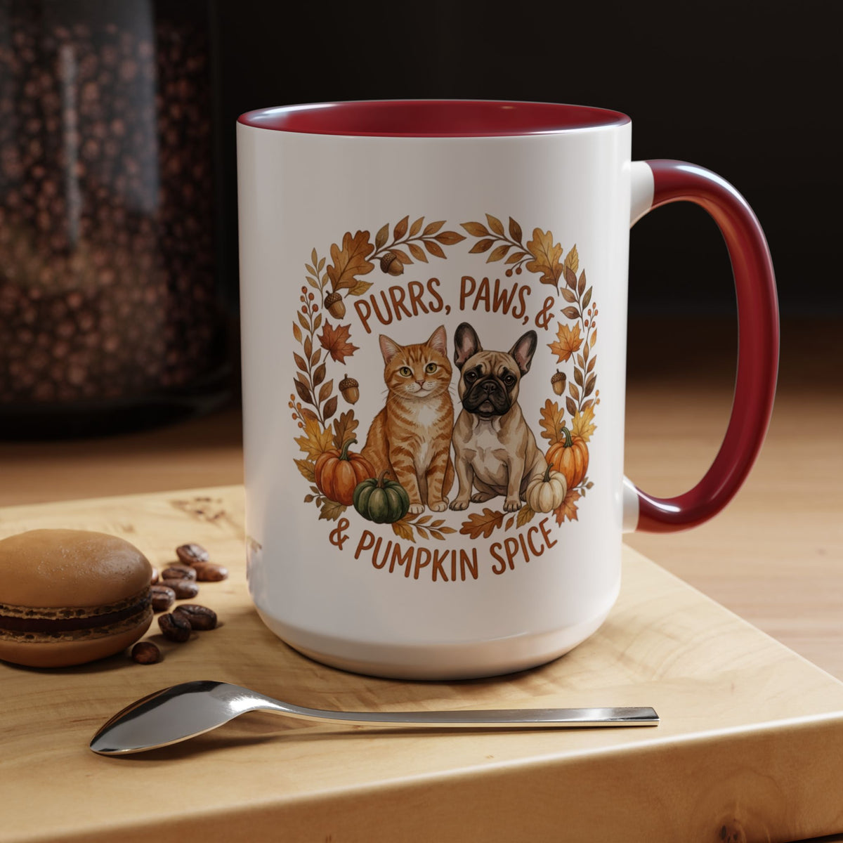Fall Pet Mug - "Purrs, Paws & Pumpkin Spice" Accent Coffee Mug