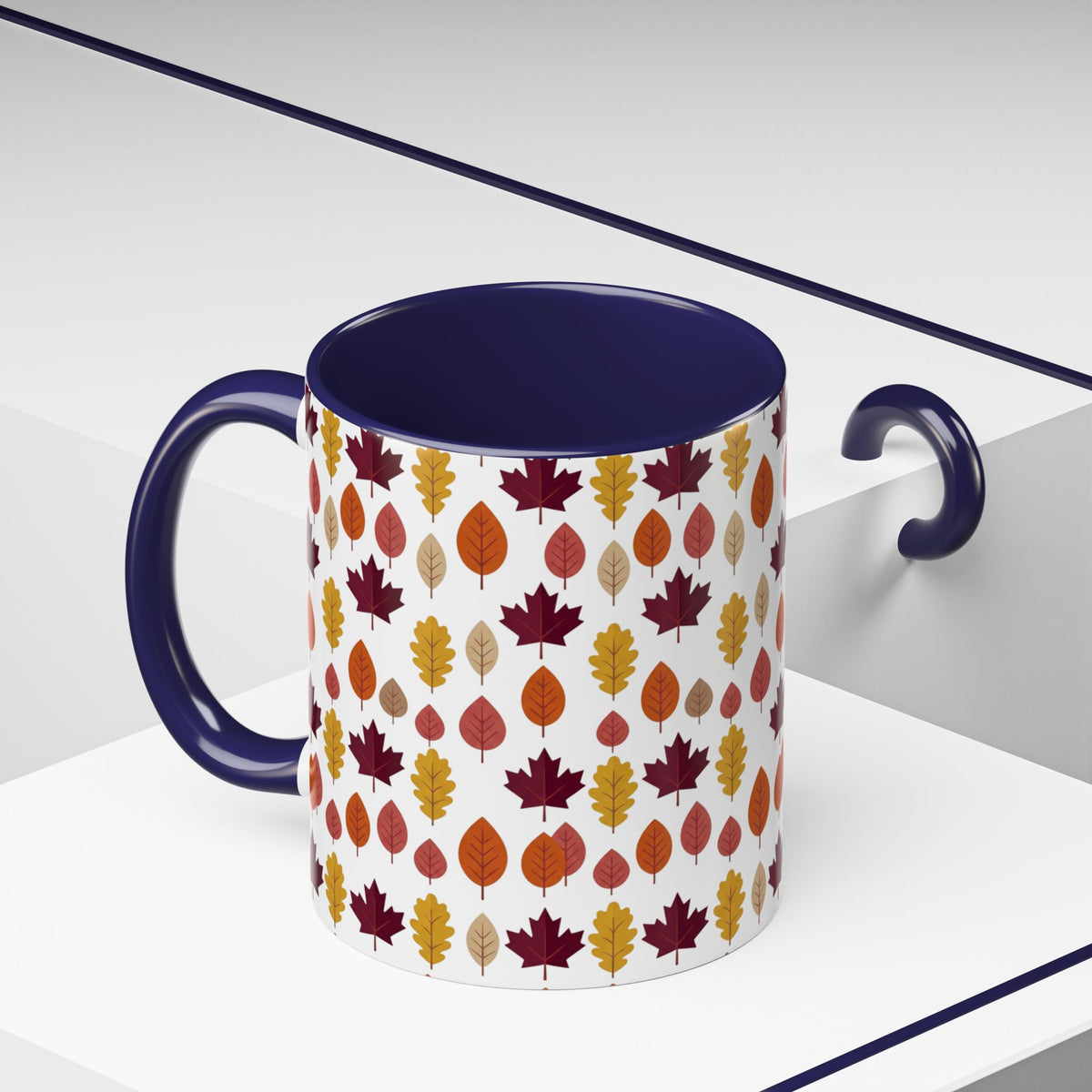 Autumn Leaves Accent Coffee Mug – Fall Leaf Pattern 11/15oz