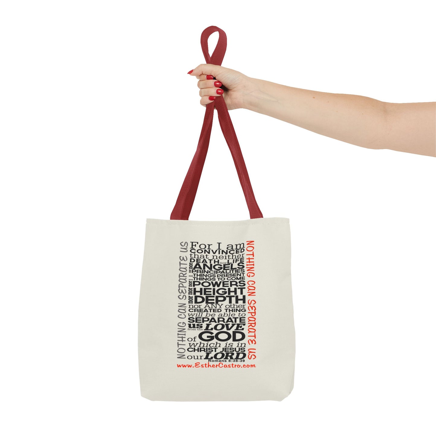 Tote Bag "Nothing Can Separate Us" Inspirational Scripture Word-Cloud