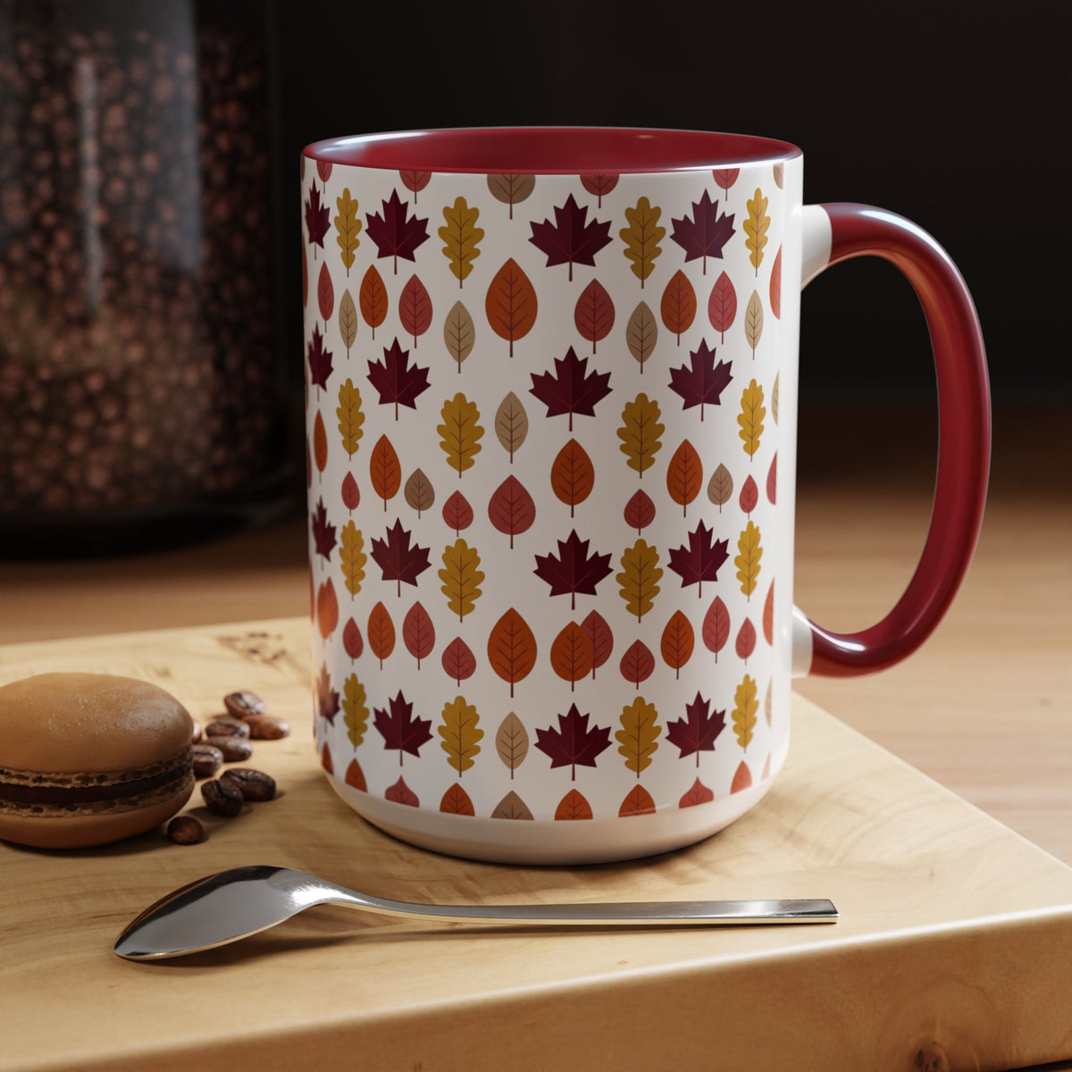 Autumn Leaves Accent Coffee Mug – Fall Leaf Pattern 11/15oz