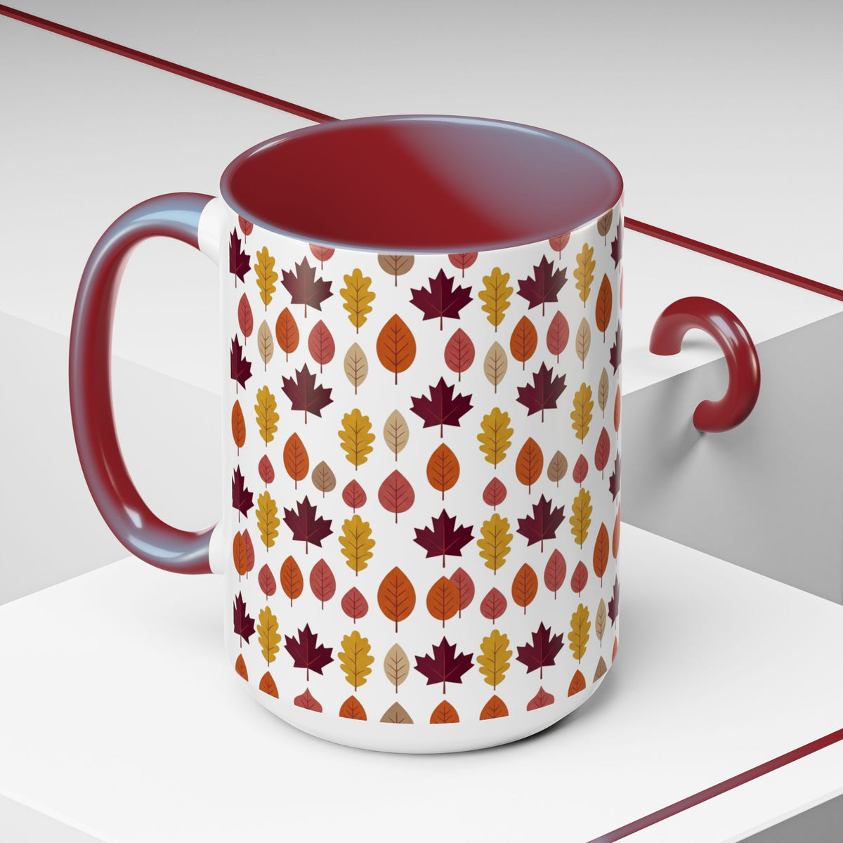 Autumn Leaves Accent Coffee Mug – Fall Leaf Pattern 11/15oz