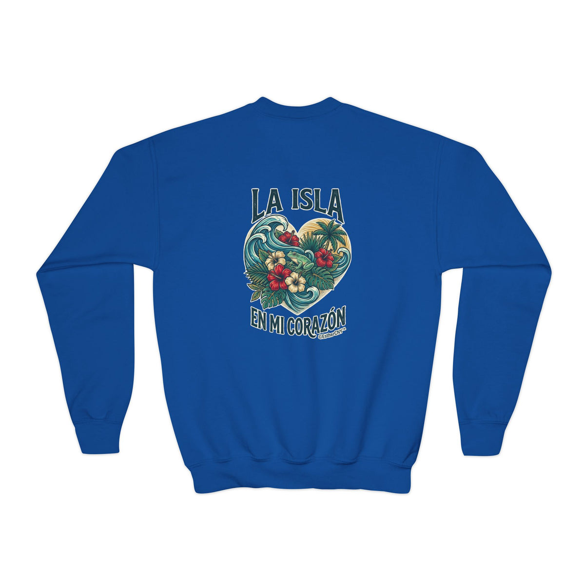 Youth Crewneck Sweatshirt — "Boricua de Corazón / La Isla en Mi Corazón" Puerto Rican Pride Pullover