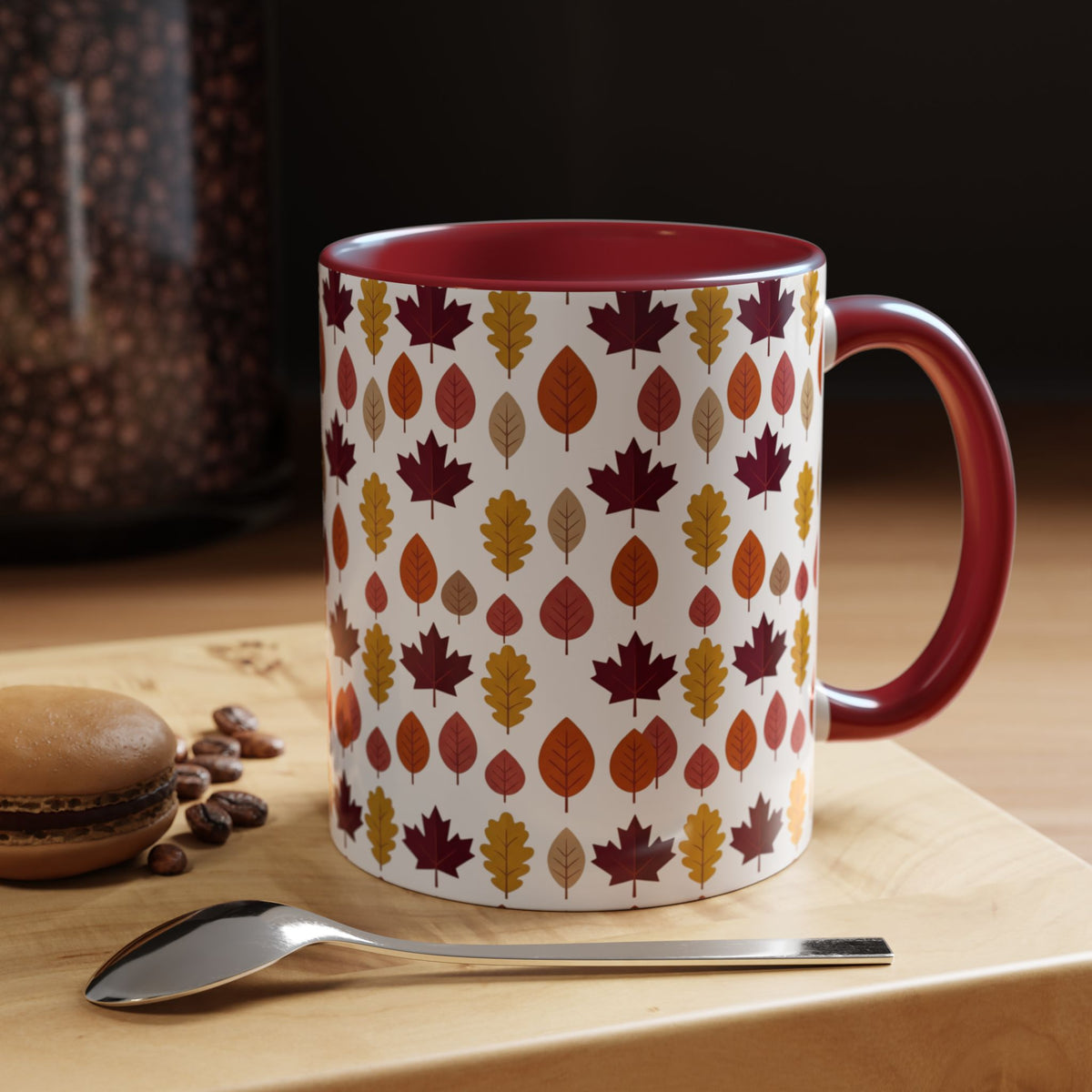 Autumn Leaves Accent Coffee Mug – Fall Leaf Pattern 11/15oz