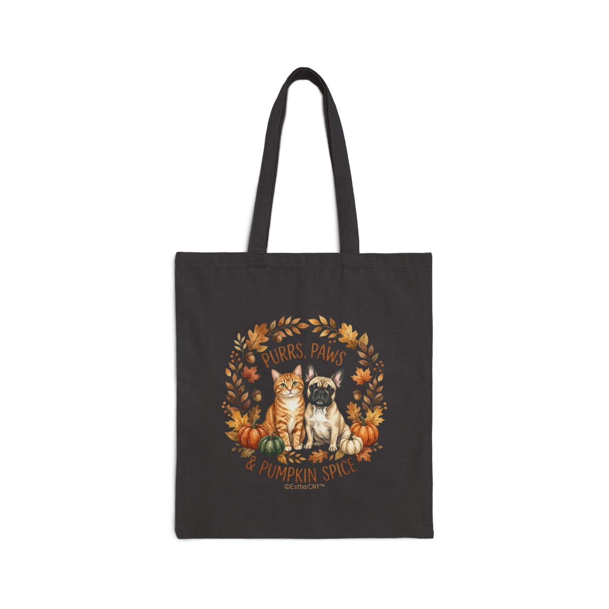 Purrs, Paws & Pumpkin Spice Canvas Tote Bag