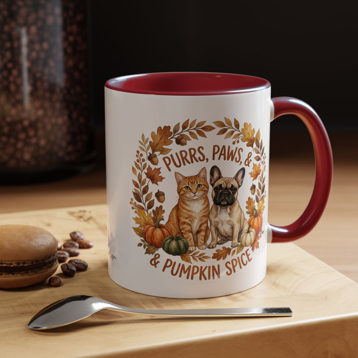 Fall Pet Mug - "Purrs, Paws & Pumpkin Spice" Accent Coffee Mug