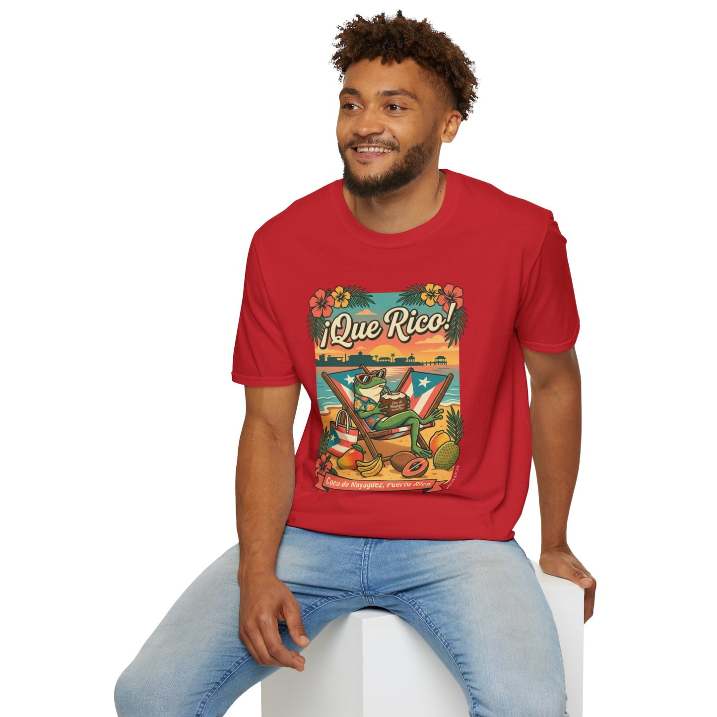 Tropical Frog Beach T‑Shirt — "Coco de Mayagüez Puerto Rico" Summer Vacation Tee
