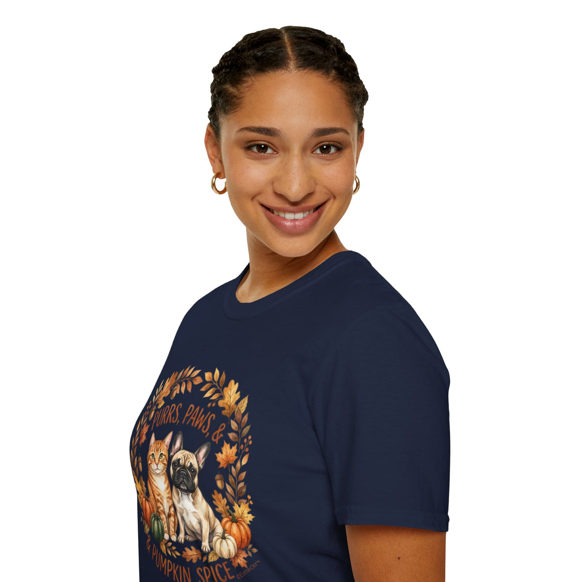 Purrs, Paws & Pumpkin Spice T-Shirt — Fall Cat & Dog Autumn Tee