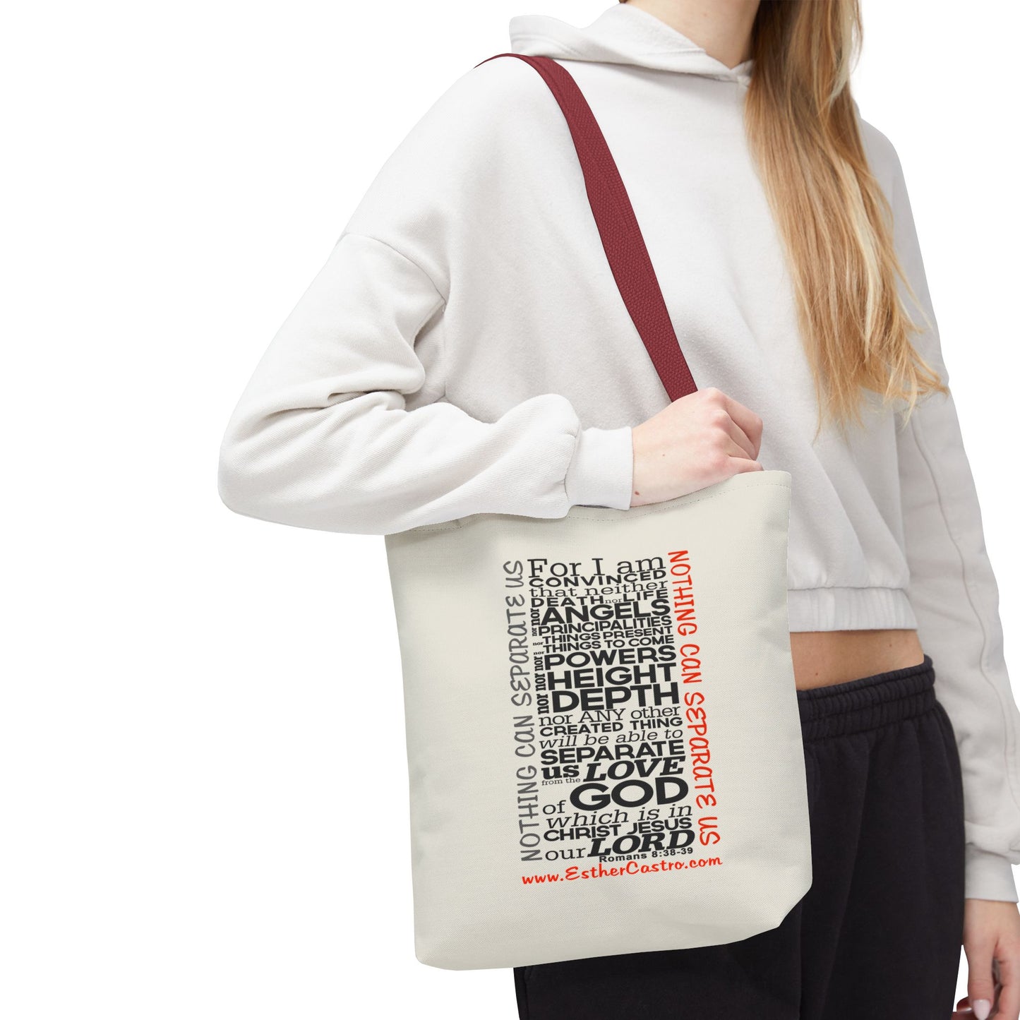 Tote Bag "Nothing Can Separate Us" Inspirational Scripture Word-Cloud