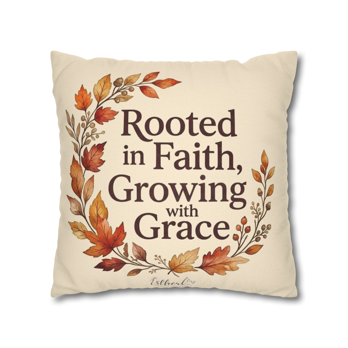 Faith Pillow - "Rooted in Faith, Growing with Grace" Fall Decorative Throw Pillowcase